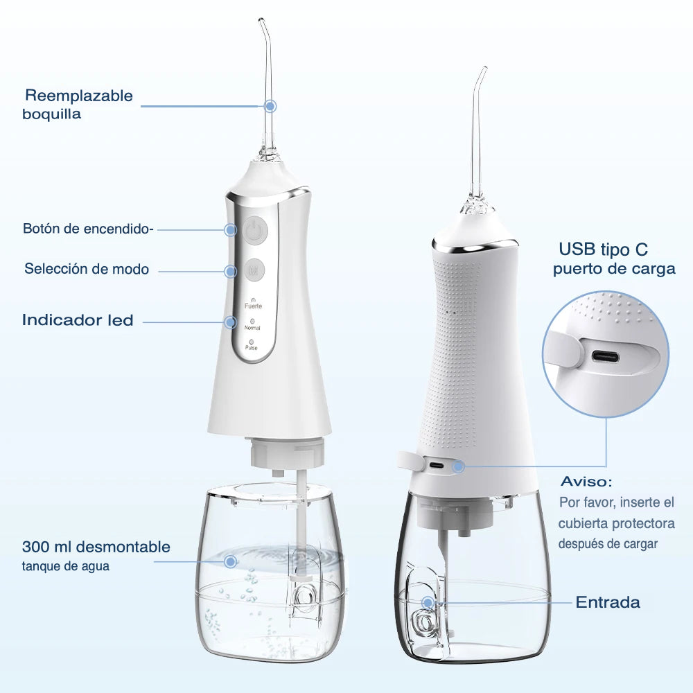 VitallyPRO-Irrigador bucal supersónico para una limpieza profunda con chorro de agua